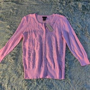Ann Taylor - Baby Pink Lace Cardigan - Size: XS